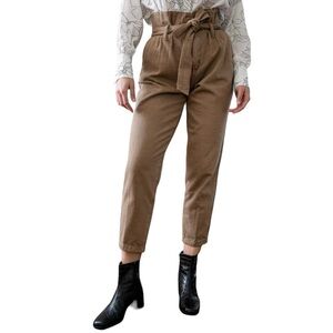 Blank NYC Khaki Tan Twill Belted Paperbag Looking For Adventure Pants